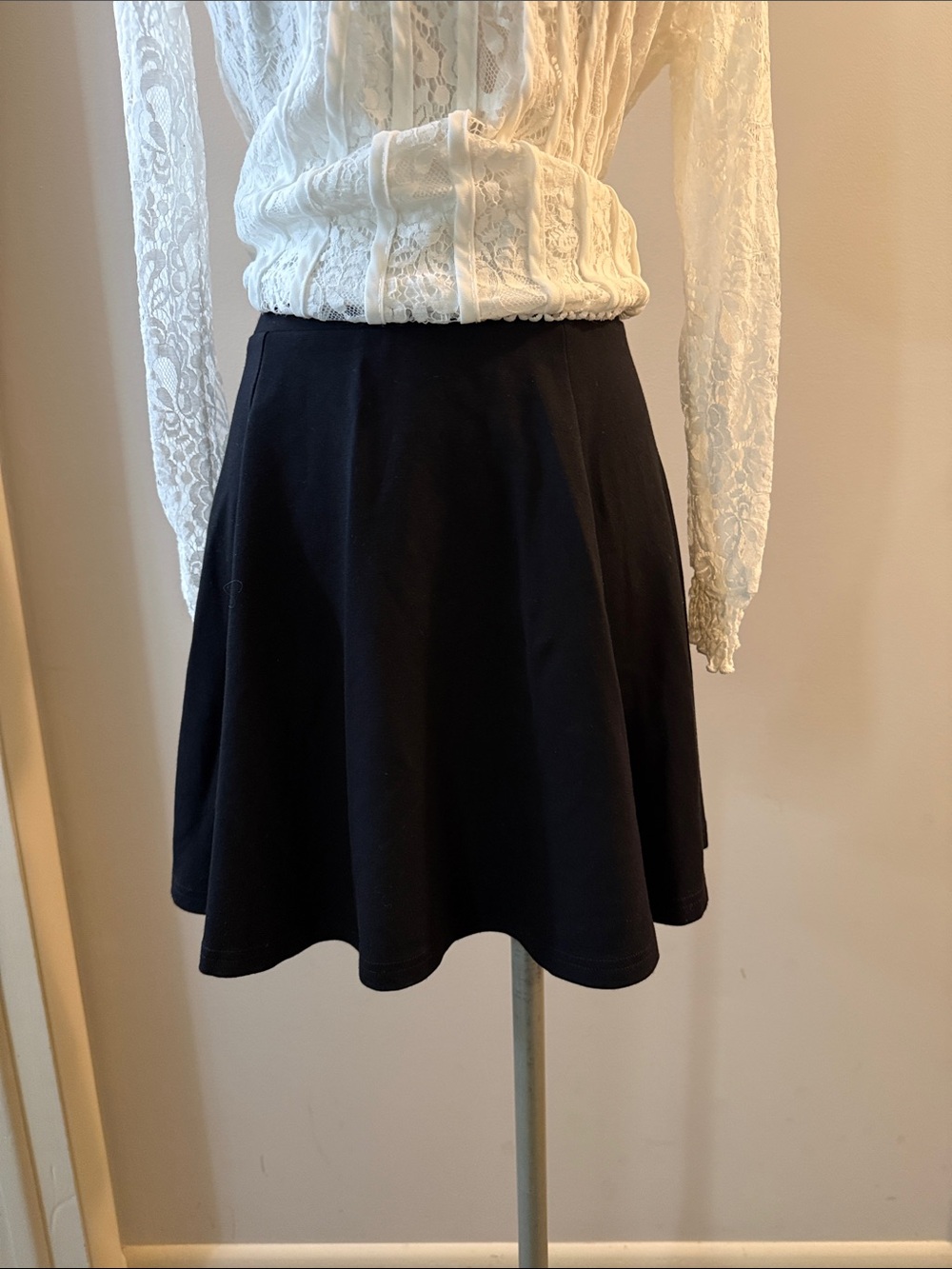 Divided Black Circle Skirt with Clean Waist